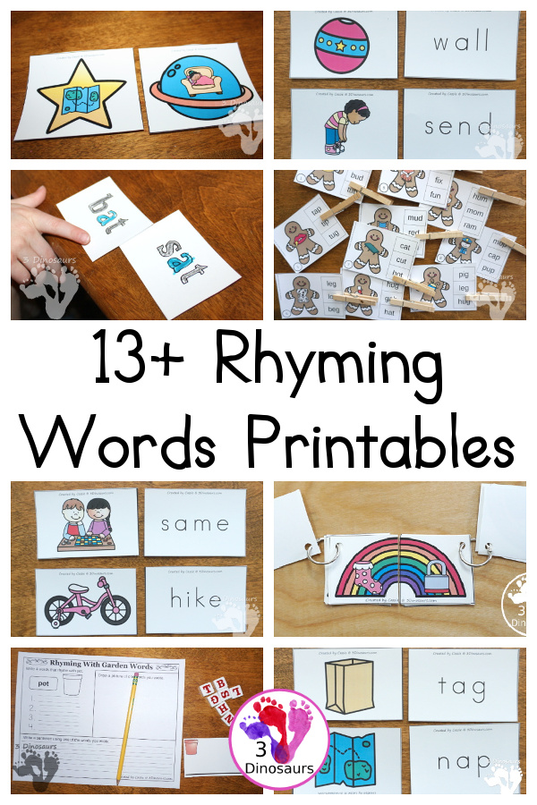 Rhyming Word Activities & Printables on 3Dinosaurs.com