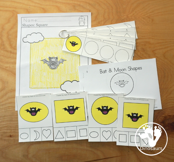 Bat Activity Pack: Prewriting, Shapes, ABCs & Numbers - with a mix of easy reader books, clip cards, no-prep worksheets and tracing strips all with the bat and spider theme - 3Dinosaurs.com