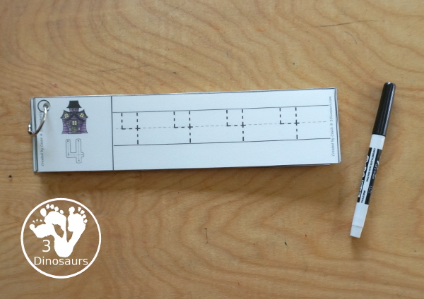 Free Halloween Number Tracing Strips - with numbers 0 to 20. A fun haunted house themed with a barn on each printable number tracing strip - 3Dinosaurs.com