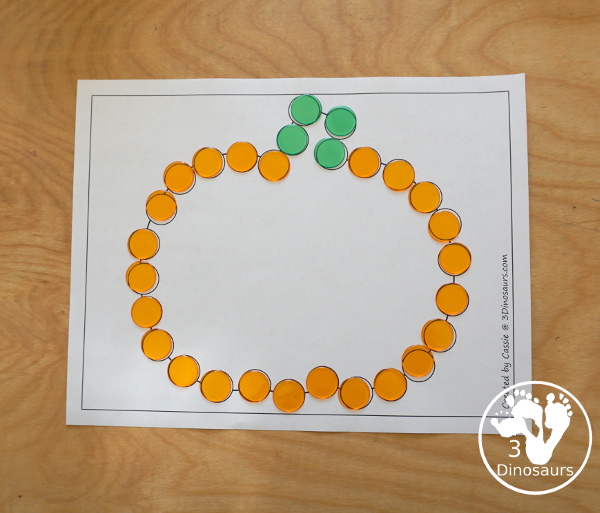 Free Pumpkin Fine Motor Printable - with pumpkin tracing, pumpkin mat, pumpkin playdough mats, pumpkin dot marker - with different options for the pumpkins - 3Dinosaurs.com