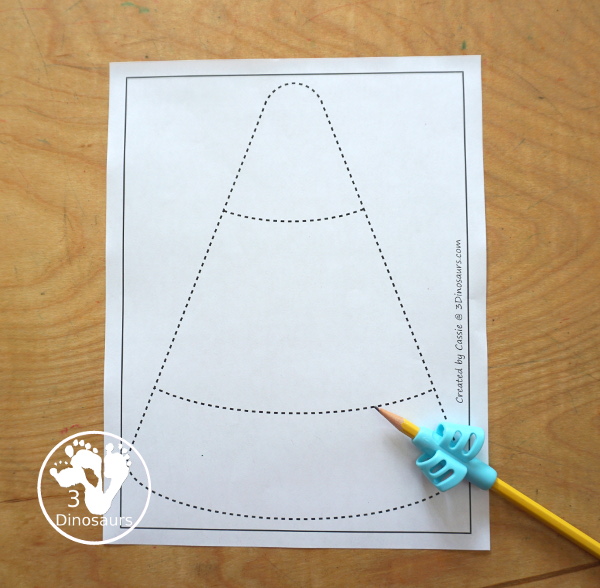 Free Candy Corn Fine Motor Mat Printables - You have candy corn printables, a candy corn tracing printable, and a candy corn dot marker printable.- 3Dinosaurs.com
