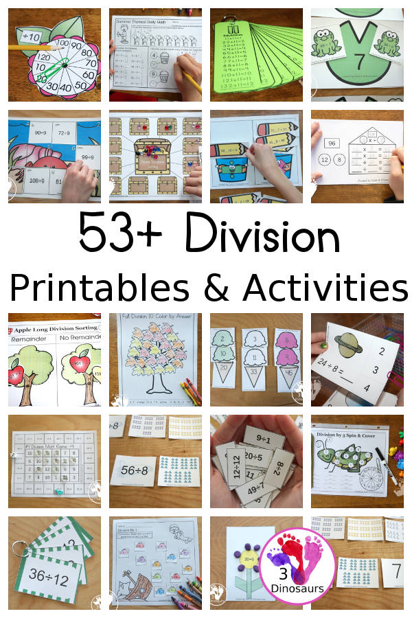 Division Activities & Printables on 3Dinosaurs.com