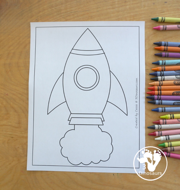 Free Rocket Ship Fine Motor Mat Printables - you have 5 fine motor mats: rocket ship template printable, rocket ship tracing printable, rocket sheet q-tip printable, and rocket sheet dot marker printable - 3Dinosaurs.com