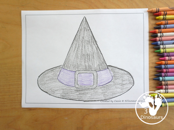 Witch Hat Fine Motor Mat Printables - You have a witch hat template printable, a witch hat tracing printable, and a witch hat dot marker printable 3Dinosaurs.com