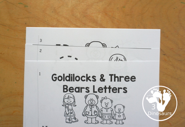 Free Goldilocks and the Three Bears ABC Easy Reader Book a fun 8 page book with different letters to trace for main themes for the story - 3Dinosaurs.com