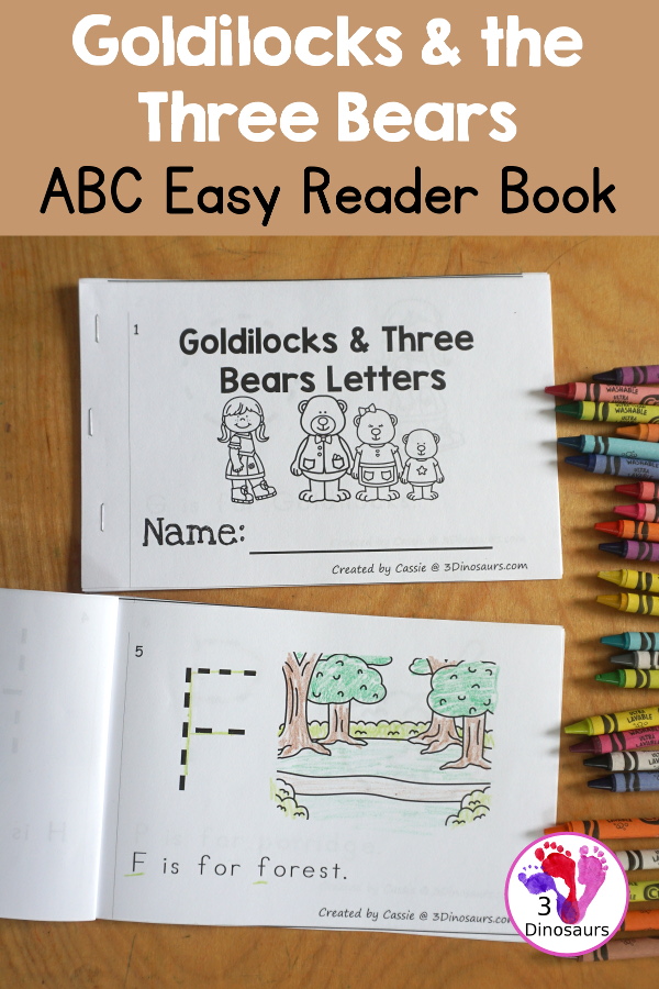 Free Goldilocks and the Three Bears ABC Easy Reader Book a fun 8 page book with different letters to trace for main themes for the story - 3Dinosaurs.com