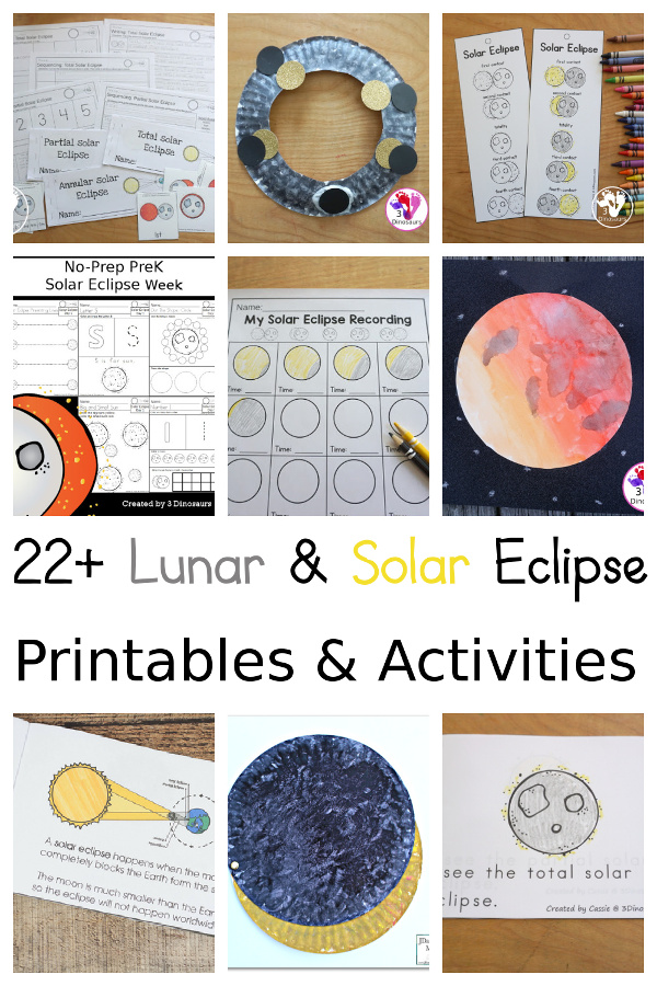 Solar Eclipse and Lunar Eclipses Printables & Crafts- 3Dinosaurs.com