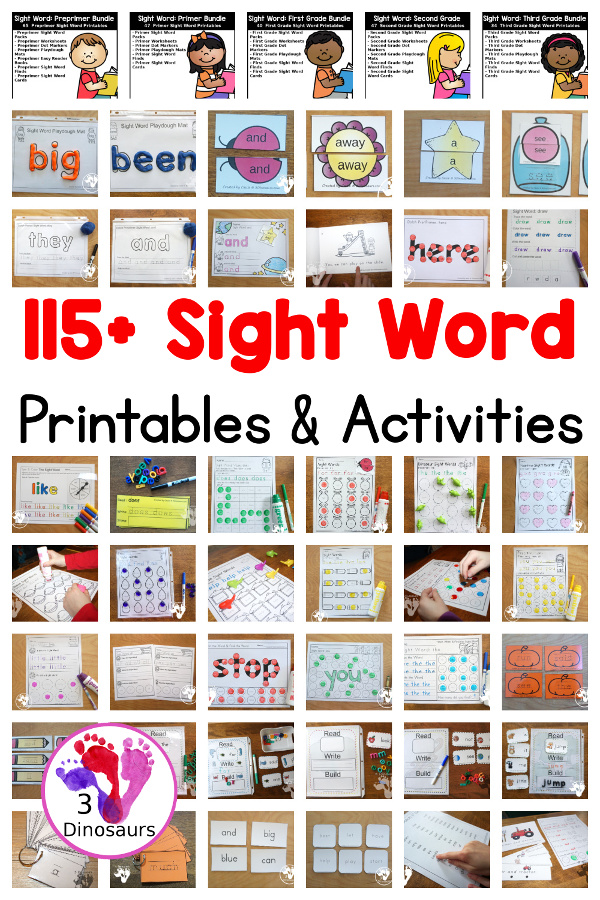 Sight Word Activities & Printables on 3Dinosaurs.com