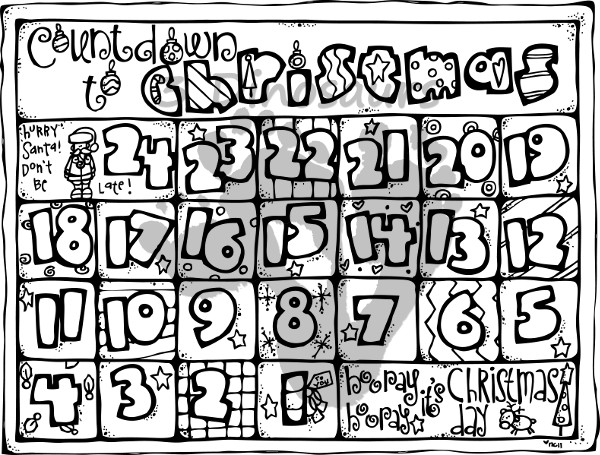 Free Single Page Count Down to Christmas Printables- 3Dinosaurs.com