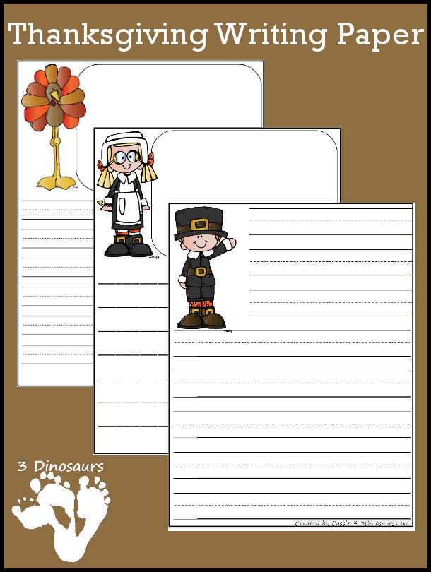 Free Thanksgiving Writing Paper - 3Dinosaurs.com