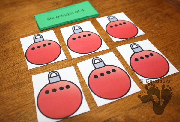 Free Easy to Use Christmas Tree Hands-On Multiplication Mat - hands on look at multiplication and groups of numbers added together - 3Dinosaurs.com