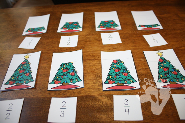 Free Comparing Christmas Fractions - hands on look at compare different fractions with a Christmas Theme - 3Dinosaurs.com