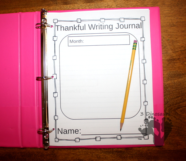 Free Thankful Journal Writing For Kids - 2 different line options - 3 different pages with cover - 3Dinosaurs.com