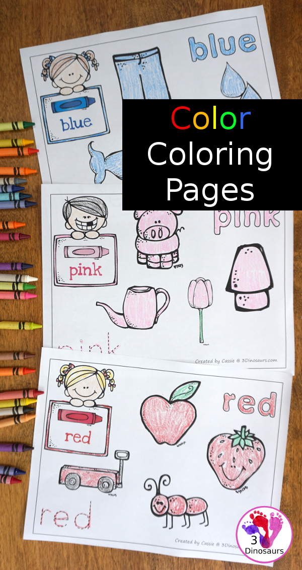 Free Color Coloring Pages - 11 color coloring pages in an easy no-prep format - 3Dinosaurs.com
