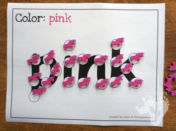 Free Color Dot Marker Words - 2 different types to work on spelling color words- 3Dinosaurs.com