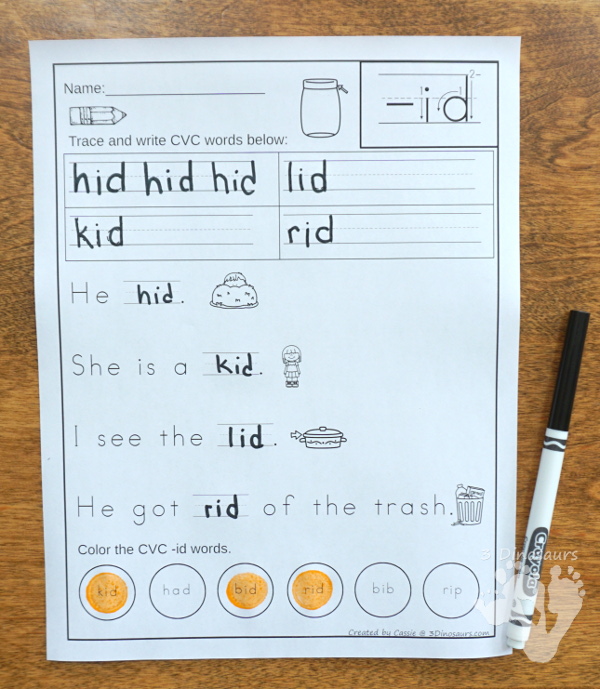 CVC Interactive Word Books with 23+ word endings in an interactive easy reader book, no-prep worksheets and reader strips $ - 3Dinosaurs.com