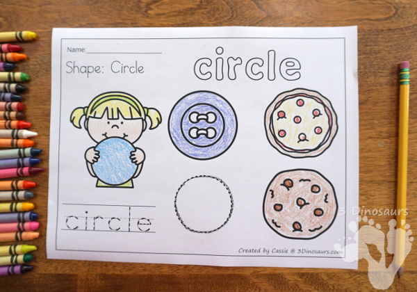 Free Easy No-Prep Shape Coloring Pages - 11 shapes for kids to color and trace - 3Dinosaurs.com