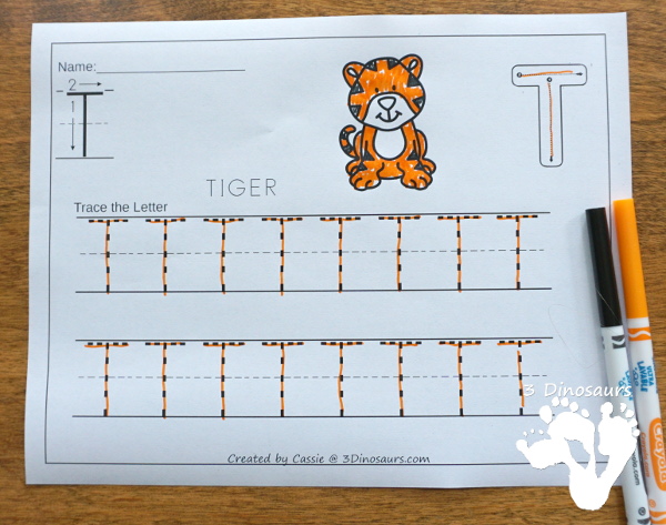 No-Prep ABC Tracing Pages Uppercase or Lowercase for the whole Alphabet - 52 pages of printabes for kids to work on the letters they are working on - 3Dinosaurs.com