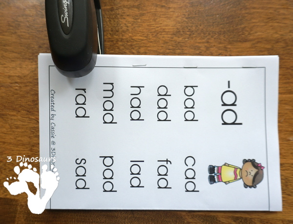 FREE CVC Word Family Wall Cards - with 22 word families for kids to learn with. 2 cards per page and up to 10 words per card - 3Dinosaurs.com