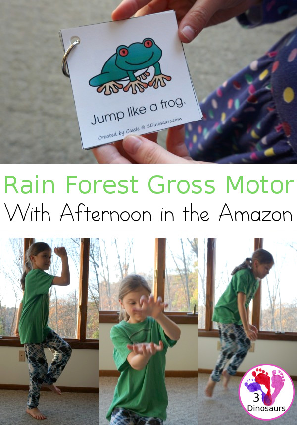 Free Amazon Rain Forest Theme Gross Motor With Afternoon in the Amazon - with 6 fun animal movements. The animals all come from the book and go great with the Magic Tree House book - 3Dinosaurs.com