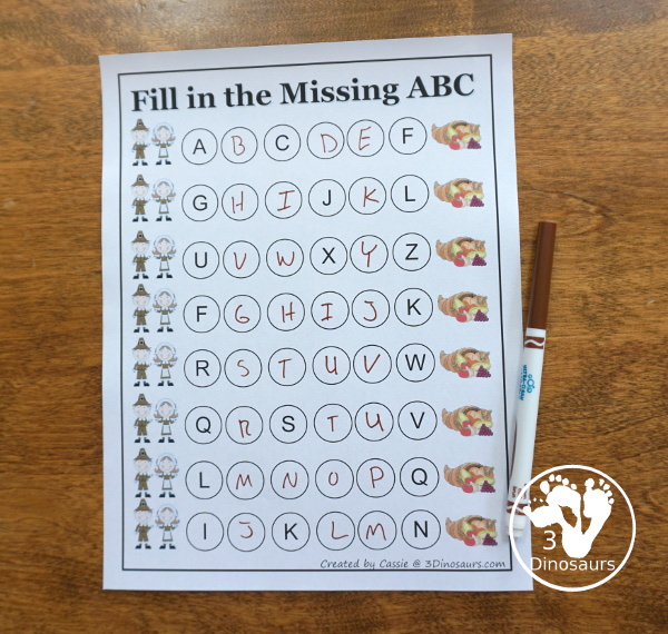 Free Thanksgiving Pack for Tot, Preschool, Kindergarten, First Grade - over 120 pages for the main pack and 29 pages in the Tot-Preschool Pack with a mix of hands-on and no-prep activities - 3Dinosaurs.com