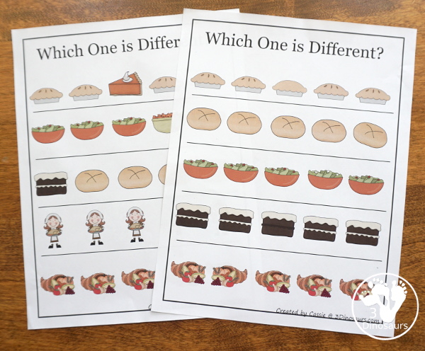 Free Thanksgiving Pack for Tot, Preschool, Kindergarten, First Grade - over 120 pages for the main pack and 29 pages in the Tot-Preschool Pack with a mix of hands-on and no-prep activities - 3Dinosaurs.com