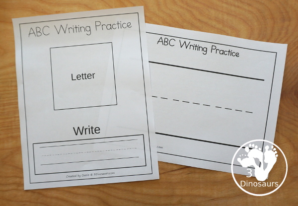Free Writing Practice ABC Dice - with letter formation dice with folding dice and cube dice with several recording and center ideas for the letters - 3Dinosaurs.com