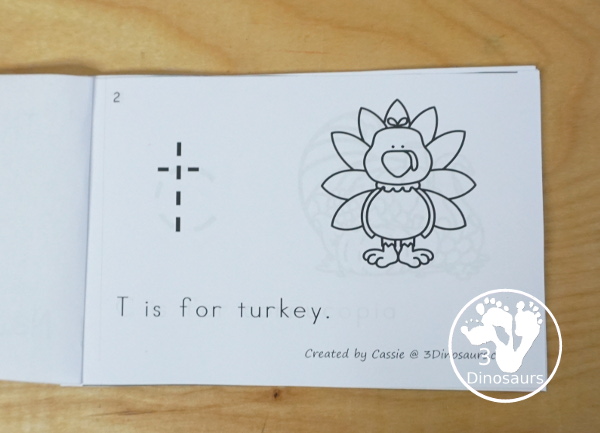 Free Thanksgiving Themed ABC Easy Reader Book - the book works on lowercase letters with Thanksgiving themes in a 12 page book - 3Dinosaurs.com