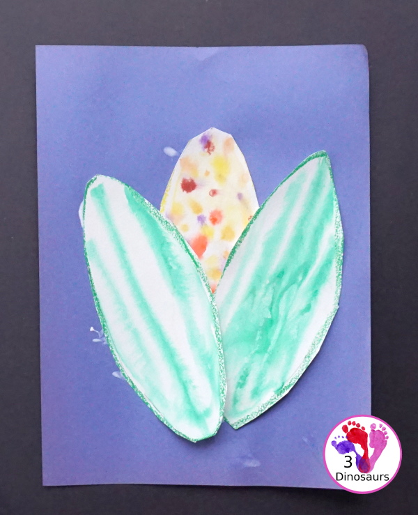 Watercolor Process Art Corn - a fun activity to make corn for a Thanksgiving or harvest celebration - 3Dinosaurs.com