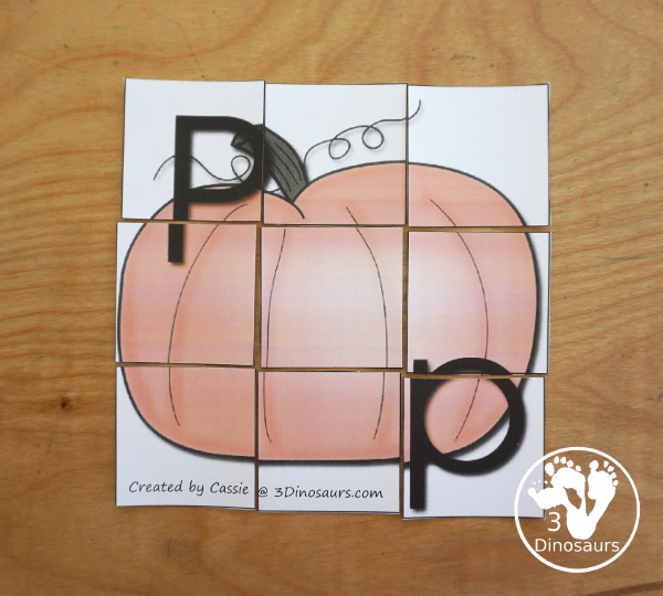 Romping & Roaring P Pack: Letter P is for Pumpkin  - a letter P pack that has prewriting, finding letters, tracing letters, coloring pages, shapes, puzzles and more - 3Dinosaurs.com