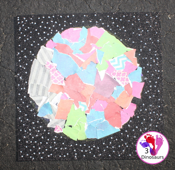 Torn Paper Planets - fun fine motor space craft for kids to make - 3Dinosaurs.com