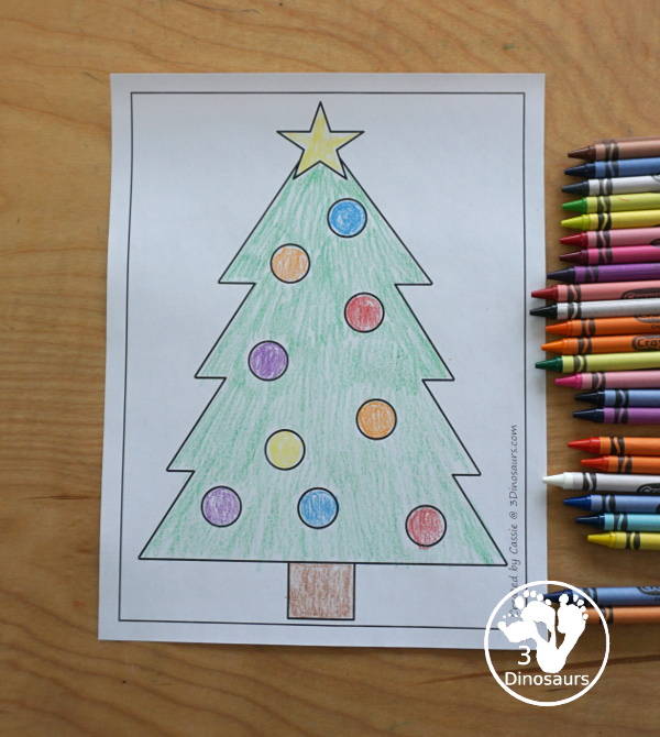 Free Christmas Tree Fine Motor Mat Printable - with Christmas Tree tracing, Christmas Tree mat, Christmas Tree dot marker, Christmas Tree q-tip - with different options for the Christmas Tree - 3Dinosaurs.com