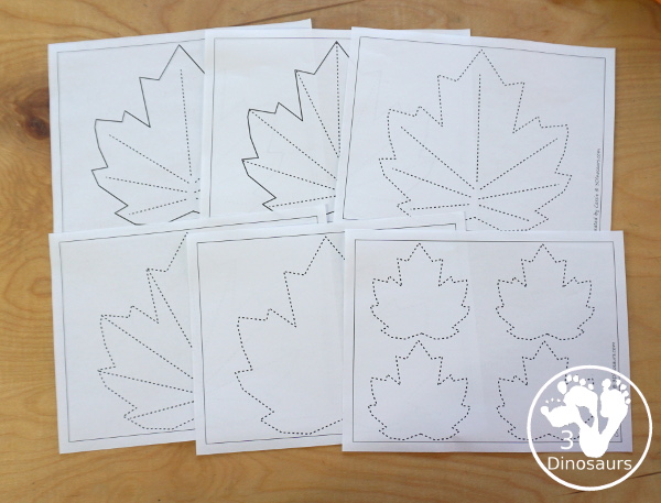 Free Leaf Fine Motor Mat Printable - with leaf tracing, leaf mat, leaf playdough mat, leaf dot marker - with different options for the leaf - 3Dinosaurs.com