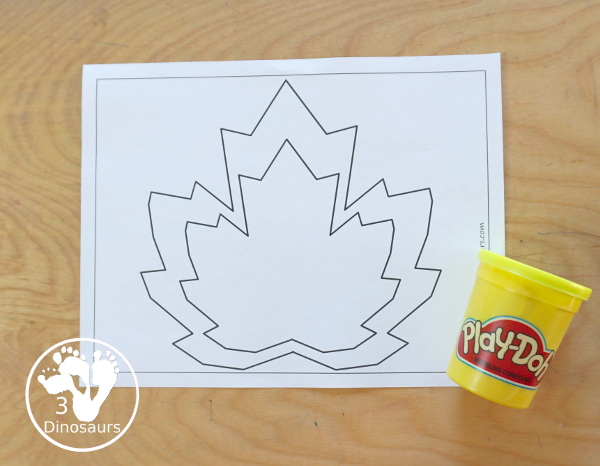 Free Leaf Fine Motor Mat Printable - with leaf tracing, leaf mat, leaf playdough mat, leaf dot marker - with different options for the leaf - 3Dinosaurs.com