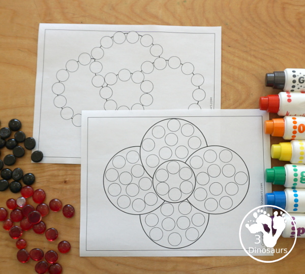 Free Leaf Fine Motor Mat Printable - with poppy tracing, poppy mat, poppy dot marker - with different options for the poppy - 3Dinosaurs.com