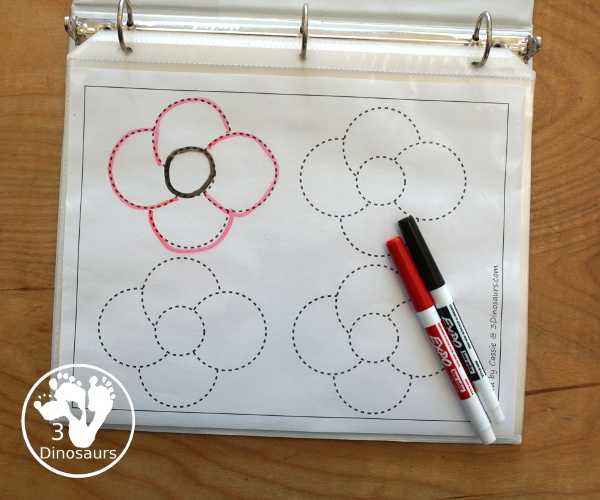 Free Leaf Fine Motor Mat Printable - with poppy tracing, poppy mat, poppy dot marker - with different options for the poppy - 3Dinosaurs.com