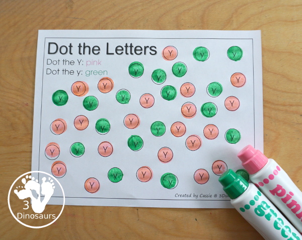 Free Romping & Roaring Y Pack Letter Pack: Y is for yarn - a letter Y pack that has prewriting, finding letters, tracing letters, coloring pages, shapes, puzzles and more - 3Dinosaurs.com