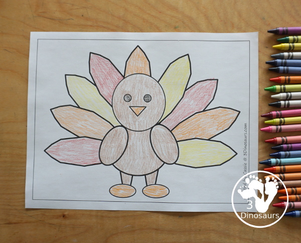 Free Turkey Fine Motor Mat Printable - with turkey tracing, turkey mat, turkey dot marker - with different options for the turkey - 3Dinosaurs.com