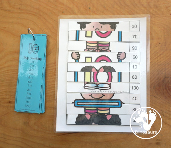 12 Free Kids Skip Counting Puzzles With Puzzles from Numbers 1 to 12 - A skip counting puzzle for each number with skip counting 10 times on each puzzle - 3Dinosaurs.com