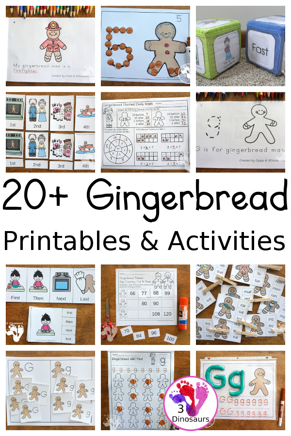 Gingerbread Man Activities & Printables on 3Dinosaurs.com