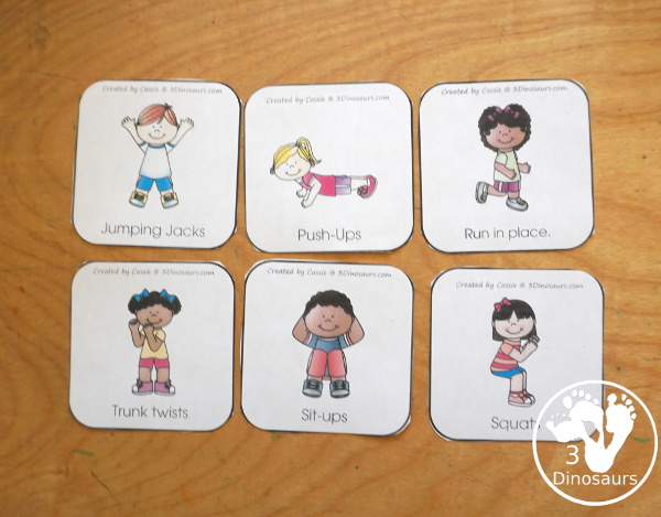 Free Gross Motor Movement Dice Printable - It has 6 gross motor movements to do with kids. And these can be loads of fun with a speed dice. - 3Dinosaurs.com