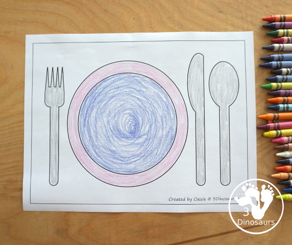 Free Placemat Fine Motor Mat Printables - with three fine motor mats: placemat template printable, placemat tracing and placemat cotton swab printables- 3Dinosaurs.com