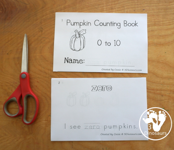 Free Pumpkin Number Word Counting Book Printable - with numbers from - to 10 for tracing, coloring and counting pumpkins- 3Dinosaurs.com