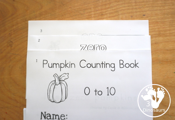 Free Pumpkin Number Word Counting Book Printable - with numbers from - to 10 for tracing, coloring and counting pumpkins- 3Dinosaurs.com
