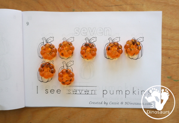 Free Pumpkin Number Word Counting Book Printable - with numbers from - to 10 for tracing, coloring and counting pumpkins- 3Dinosaurs.com