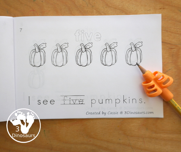 Free Pumpkin Number Word Counting Book Printable - with numbers from - to 10 for tracing, coloring and counting pumpkins- 3Dinosaurs.com