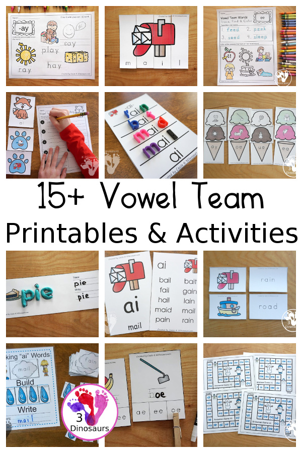 Vowel Team Activities & Printables on 3Dinosaurs.com