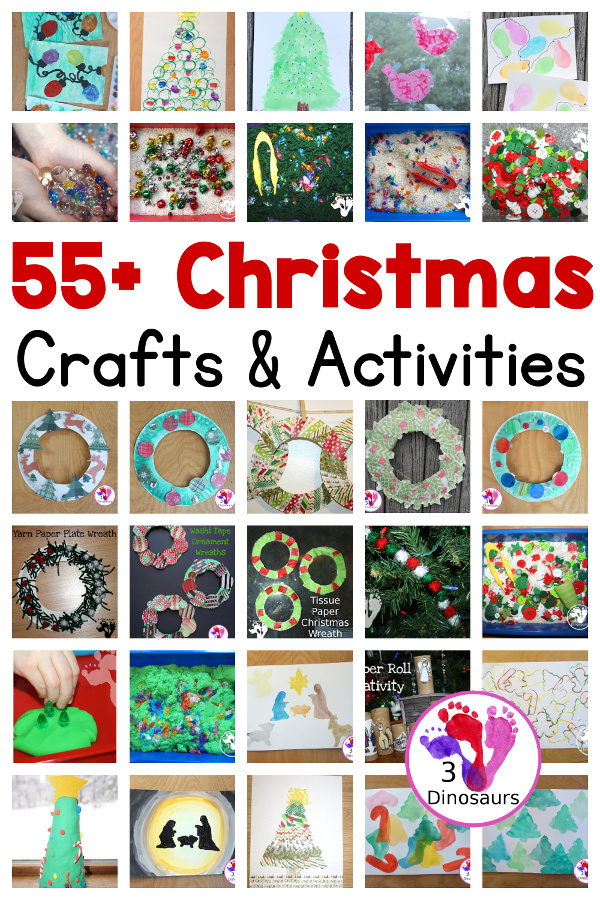 55+ Christmas Crafts and Activities for Kids - arts and crafts, painting, fine motor, gross motor, sensory bins and books - 3Dinosaurs.com