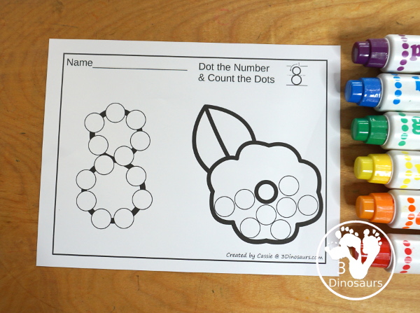 Poppy Dot the Number & Counting:  - Numbers 0 to 20 with dot marker numbers and dots on the poppy to count. - 3Dinosaurs.com