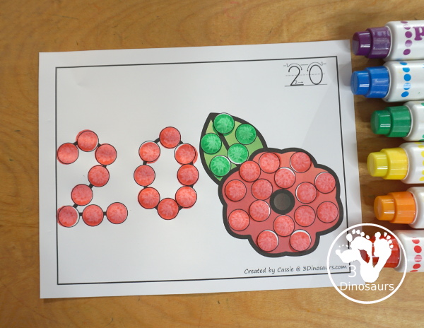 Poppy Dot the Number & Counting:  - Numbers 0 to 20 with dot marker numbers and dots on the poppy to count. - 3Dinosaurs.com